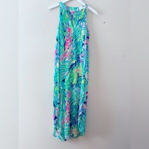 Lilly Pulitzer Tropical Print Silk Midi Dress